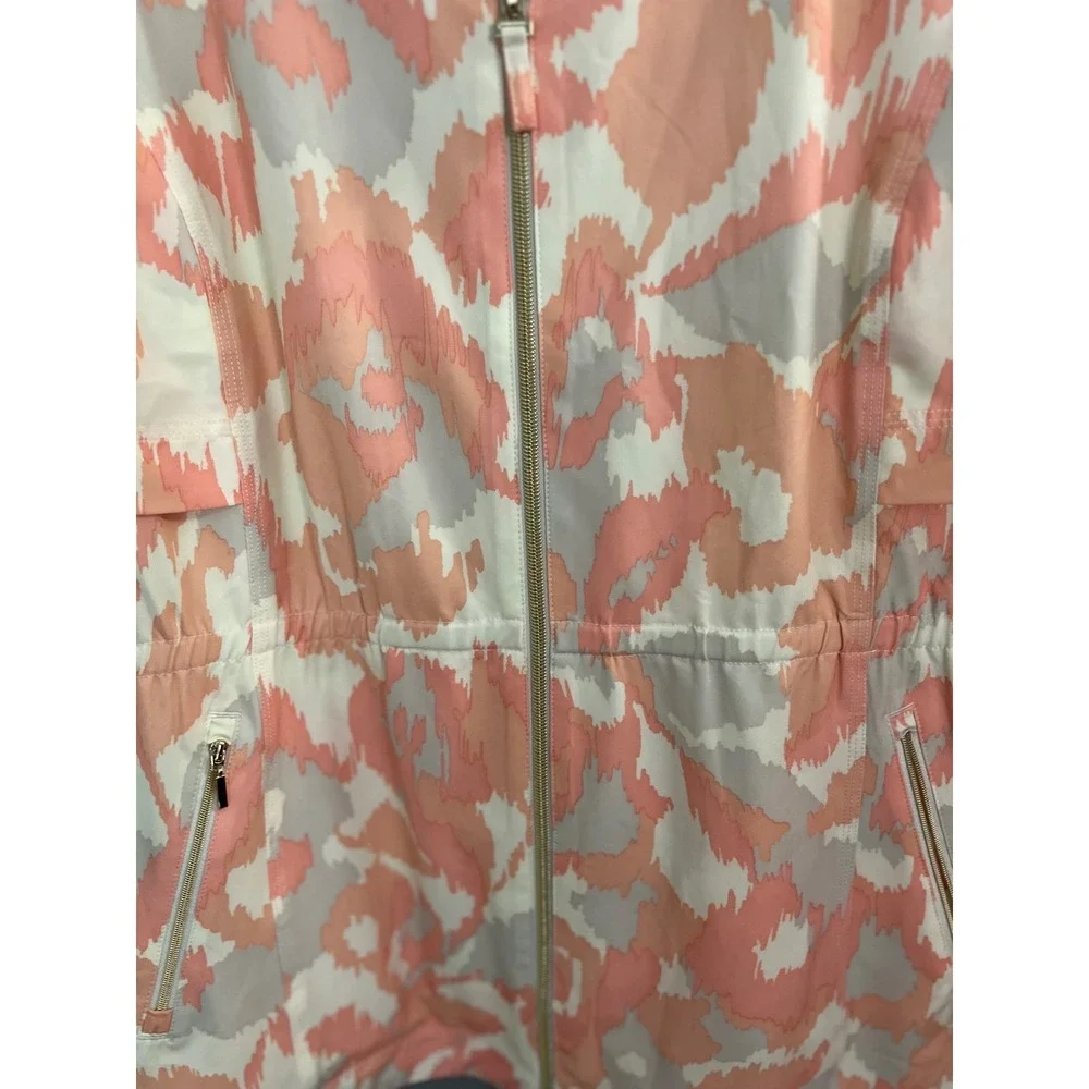 Chicos Zenergy Jacket SZ 4 Anorak Sugared Peach Print‎ UPF 50+ Full Zip NEW